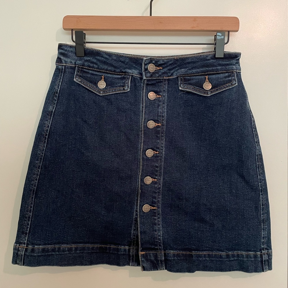 LOFT blue Jean button-up mini skirt